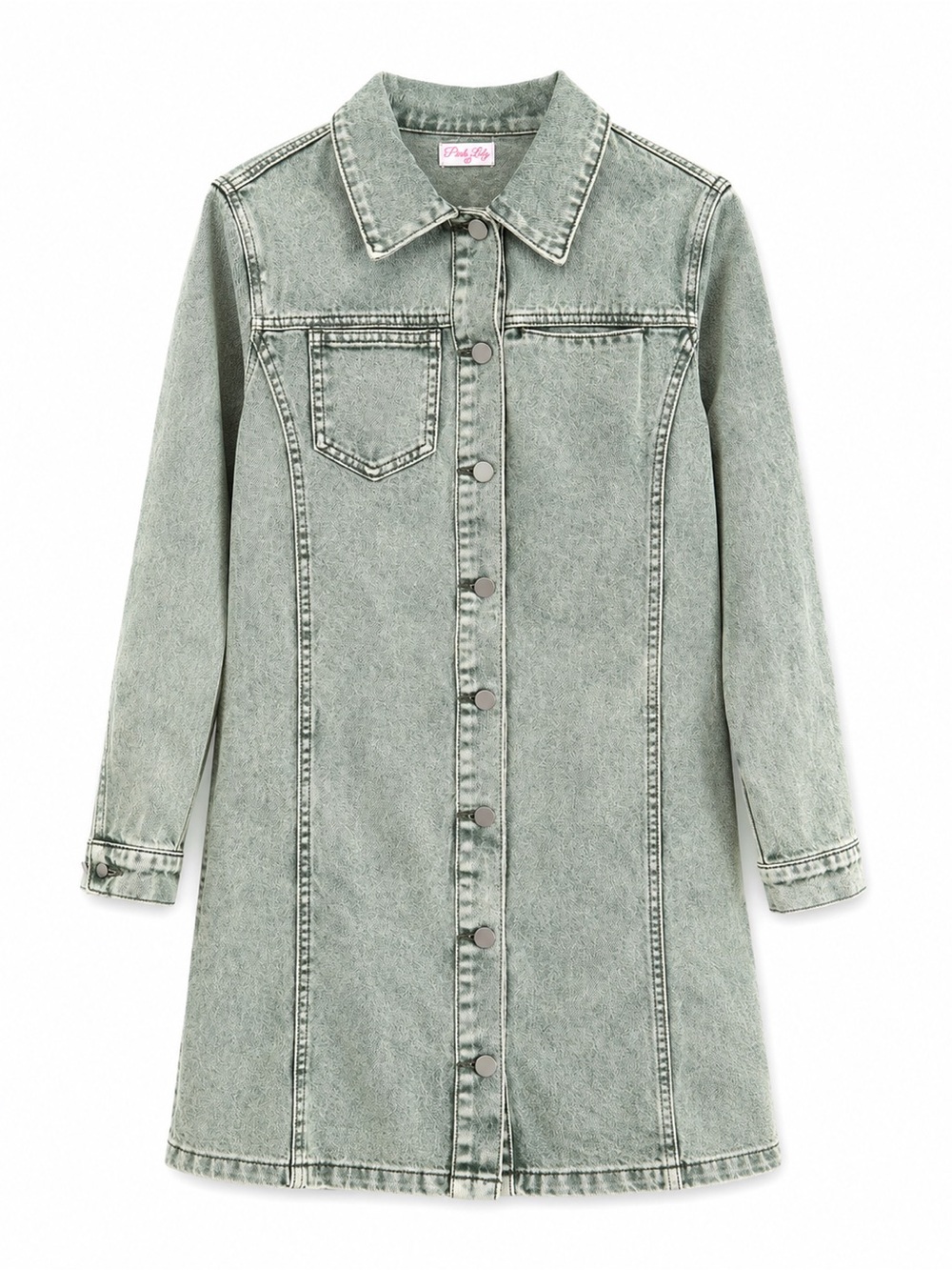 Pink Lily A Dream Of Mine Olive Denim A-Line Dress | $62 MSRP